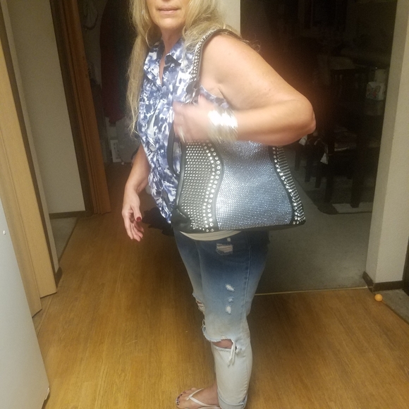 BRILLIANT BLUE RHINESTONE HOBO - Picture 11 of 12